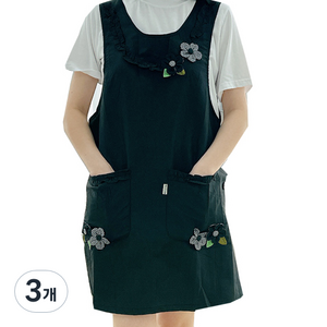 데코나인 꽃앞치마, 블랙, 3개