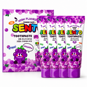 센토 주니어 세이프 고불소 구취케어 비건 어린이치약 포도향, 120g, 4개