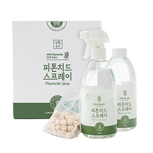 생활공식 편백나무잎 피톤치드 스프레이 500ml + 리필 500ml + 편백칩 세트, 1세트