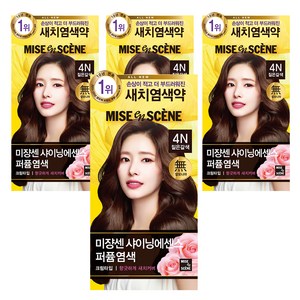 미쟝센 샤이닝 에센스 새치전용 염색제, 4N 짙은갈색, 4개