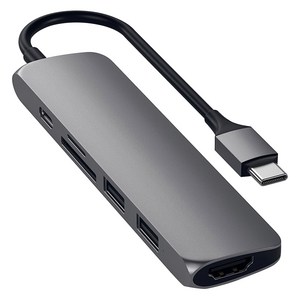 사테치 USB C타입 6n1 알루미늄 슬림 멀티포트 허브 어댑터 V2 ST-SCMA2M, Space gray