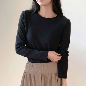 아피나르 여성용 슬림핏 웜업 기모 긴팔 티셔츠