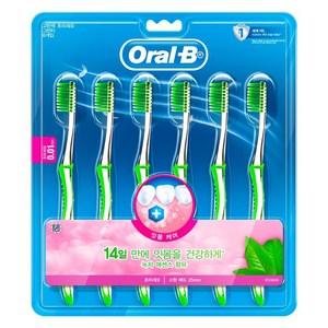 오랄비 고탄력 초미세모 그린티 칫솔, 6개입, 1개