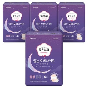 좋은느낌 프리미엄 입는 오버나이트, 중형, 4개입, 4개