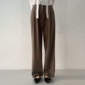 플랜데이 여성용 찰랑 하이웨스트 투핀턱 와이드 슬랙스 팬츠(숏/미디움/롱)