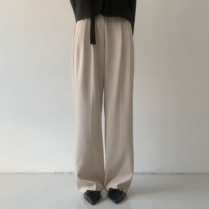 플랜데이 여성용 찰랑 하이웨스트 투핀턱 와이드 슬랙스 팬츠(숏/미디움/롱)