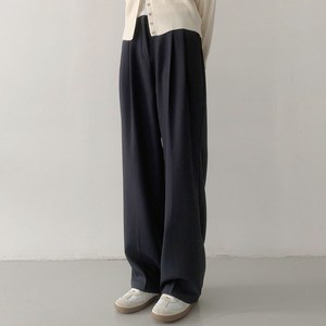 플랜데이 여성용 찰랑 하이웨스트 투핀턱 와이드 슬랙스 팬츠(숏/미디움/롱)