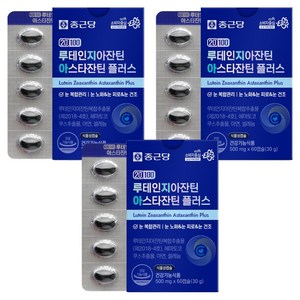 종근당 20100 루테인 지아잔틴 아스타잔틴 플러스 영양제, 60정, 3개