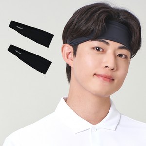 리레디 엑티브 스포츠 헤어밴드 2p, FREE, 블랙 + 블랙, 1개