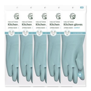 프로그 라텍스 컴포트 고무장갑, 애쉬블루, 중(M), 5세트