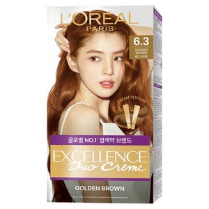 로레알파리 엑셀랑스 듀오크림 나눠쓰는 새치염색 염모제, 6.3호 골드 브라..., 1개