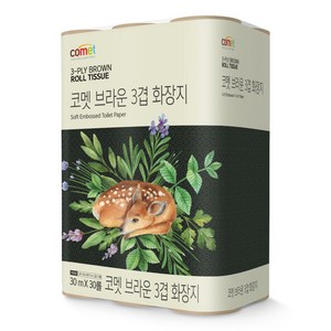 코멧 3겹 브라운 에코 화장지 30m, 30롤, 1개