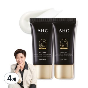 AHC 마스터즈 아쿠아 리치 선크림 SPF50+ PA++++, 4개, 30ml