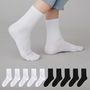 베이스알파에센셜 여성용 무지 중목 양말 2종 x 5켤레 세트