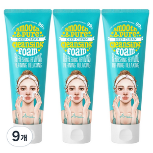 아리얼 스무스앤퓨어 딥 클린 클렌징폼, 120ml, 9개