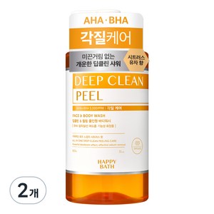 해피바스 딥클린 아하바하 각질케어 올인원 바디워시 시트러스 향, 900g, 2개