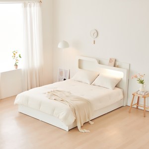 동서가구 소프 인싸 LPM 서랍 LED 헤드 수납형 침대, 화이트, 퀸