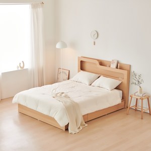 동서가구 소프 인싸 LED 수납 프레임 침대, 메이플, 퀸