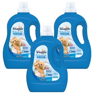 스너글 섬유유연제 블루스파클 플러스 본품, 1.8L, 3개