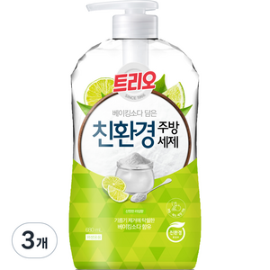 트리오 베이킹소다 담은 친환경 주방세제 라임향, 680ml, 3개