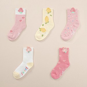 롤리트리 여아용 통파일 도톰한 방한 양말 5켤레 세트