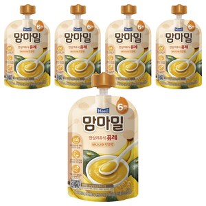 맘마밀 안심 이유식 퓨레 6개월부터, 100g, 바나나와 단호박, 5개
