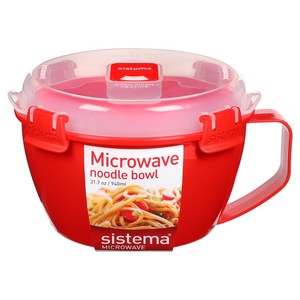 시스테마 전자레인지용 누들 핸들 멀티 찜기 940ml, 레드, 1개
