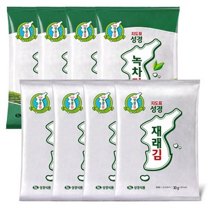 지도표성경 재래식 전장김 30g x 4p + 녹차 전장김 30g x 4p 세트, 1세트
