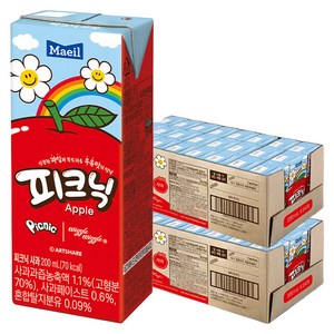 피크닉 사과 주스, 200ml, 48개