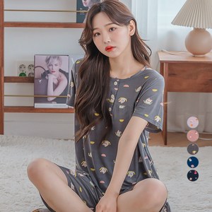 민트코코아 여성용 여름 반팔 잠옷 상하의 세트