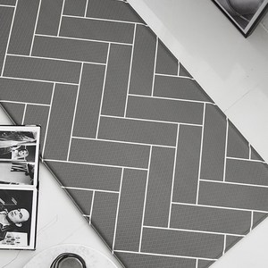 데코뷰 모던 헤링본 양면쿠션 PVC주방매트, 차콜 + 백아이보리, 120 x 45 c..., 1개