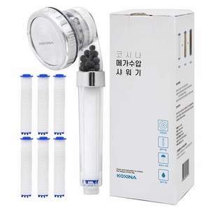 코시나 메가수압 3기능 스파 정수샤워기 + 필터 6p, 화이트, 1개