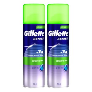 질레트 정품 시리즈젤 센서티브 스킨 쉐이빙 젤, 195g, 2개