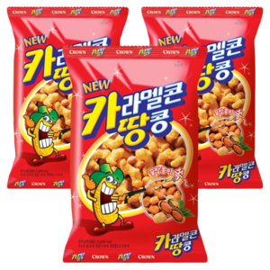 크라운 카라멜콘과땅콩 과자, 72g, 3개