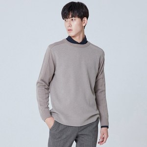 마인드브릿지 남성용 캐시크릴 울펠트 배색라운드넥 니트 MSKT7107