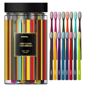 쿤달 딥 클린 이중 미세모 부드러운 칫솔, 16개입, 1개