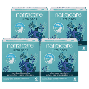 나트라케어 울트라 패드 생리대 날개형 수퍼, 중형, 12개입, 4개