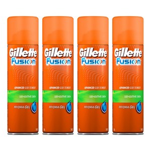 질레트 퓨젼 하이드라 센서티브 스킨 쉐이빙 젤, 195g, 4개