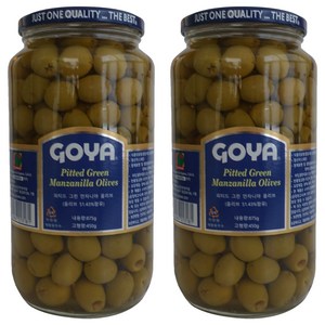고야 대용량 피티드 그린 만자니야 올리브, 875g, 2개
