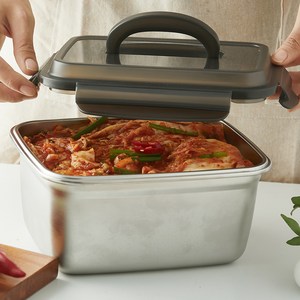 코멧 홈 다양하게 사용하는 스테인리스 304 직사각 밀폐 김치통, 2.8L, 1개