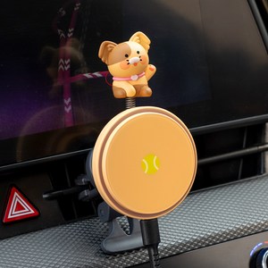 카카오프렌즈 날아라 차량용 무선 맥세이프 마그네틱 고속 충전기, 개춘식, WKFWCM-CWC...