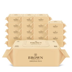 브라운 오리지널 플러스 저자극 아기물티슈 캡형, 80매, 20팩