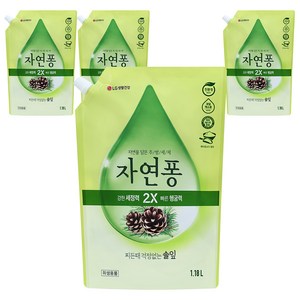 [비건라이프] 자연퐁 찌든때 걱정없는 솔잎 주방세제 파우치형, 1.18L, 4개