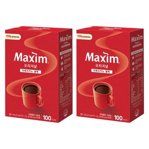 맥심 오리지날 아메리카노 블랙 원두커피스틱, 1g, 100개입, 2개
