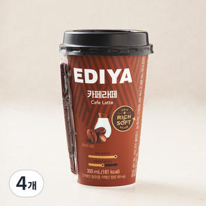 이디야 카페라떼, 4개, 300ml