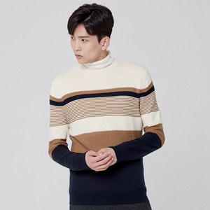 마인드브릿지 남성용 캐시 크릴 스트라이프 라운드넥 니트 MTKT7106