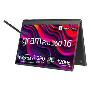 LG전자 2024 그램 프로 360 16 코어Ulta7, 옵시디안블랙, 1TB, 32GB, WIN11 Home, 16T90SP-KD7BK