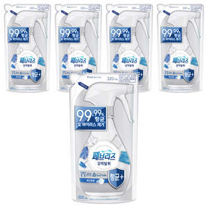 페브리즈 섬유 탈취제 깨끗한 향 리필, 320ml, 5개