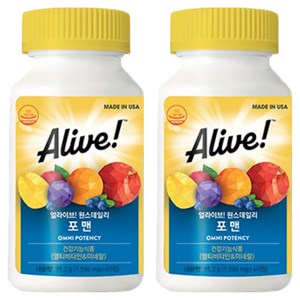 얼라이브 원스데일리 포 맨 멀티비타민, 60정, 2개