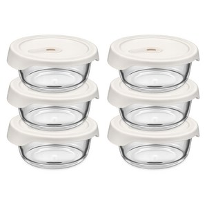 발룬피니 내열강화유리 오븐렌지 밥용기 원형, 400ml, 6개